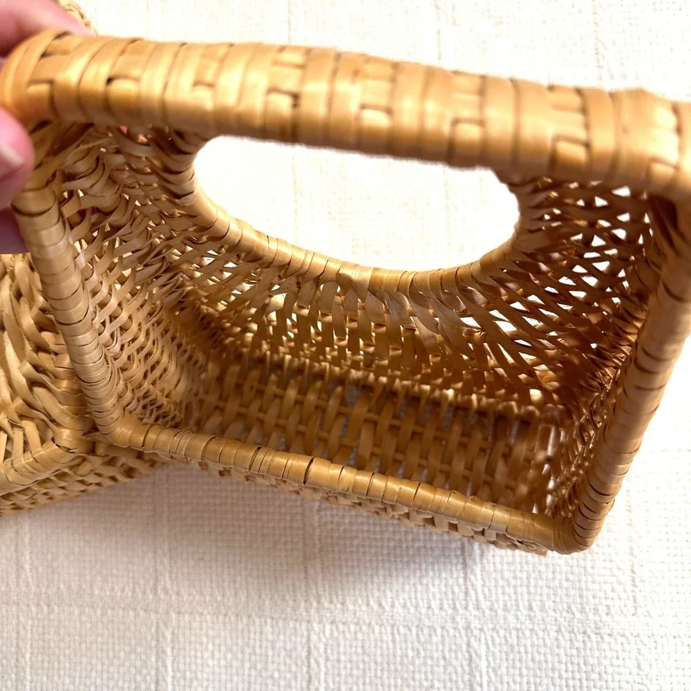 VTG Wicker Rattan Wall Pocket Basket Set Cottagecore Boho Decor